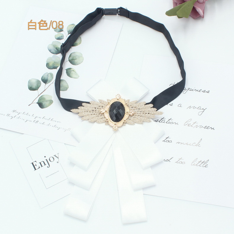 Pajarita jk diamantes de imitación corbata de seda negra corbata de lazo femenino cuello flor corbata broche ramillete pajarita negra uniforme