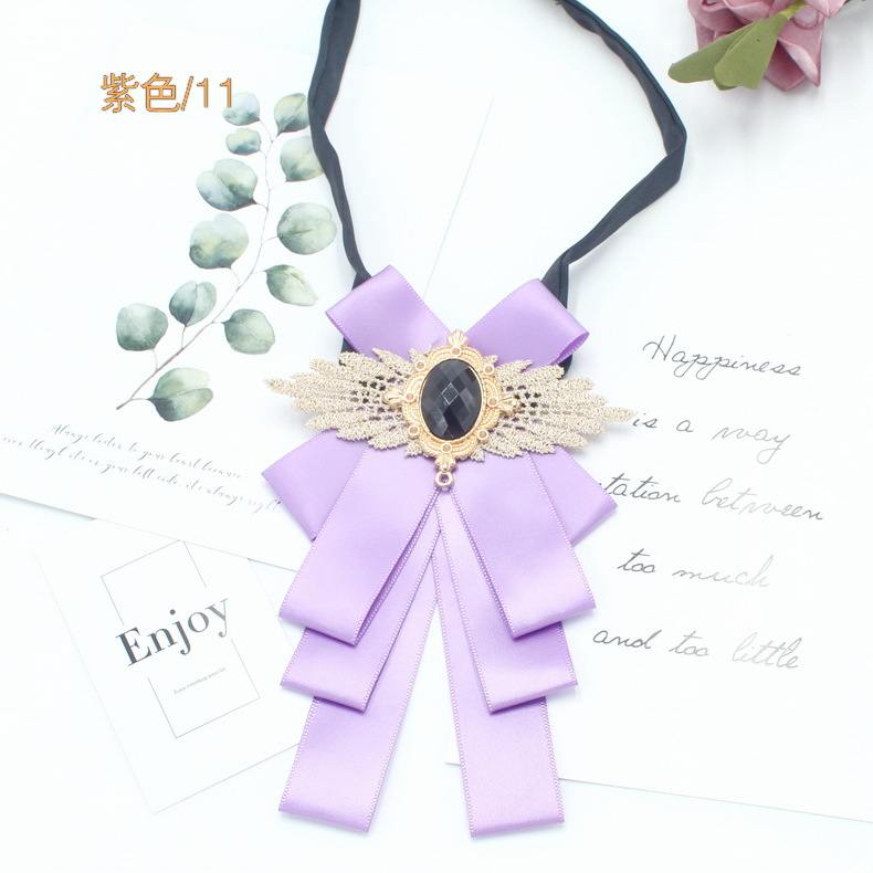 Pajarita jk diamantes de imitación corbata de seda negra corbata de lazo femenino cuello flor corbata broche ramillete pajarita negra uniforme