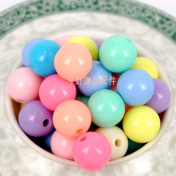 春天色圆珠亚克力珠子儿童diy手工串珠材料实色糖果珠散珠批发斤