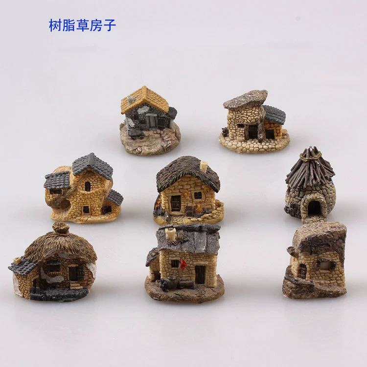 Мох микро пейзаж сборка мясистый цветочный горшок античный камень маленький дом Аквариум Украшение для аквариума сельский дом