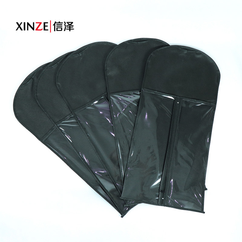 Cubierta de peluca no tejida bolsa de polvo de peluca negra 29*60 cubierta de polvo de cremallera no tejida bolsa de traje pequeño para niños