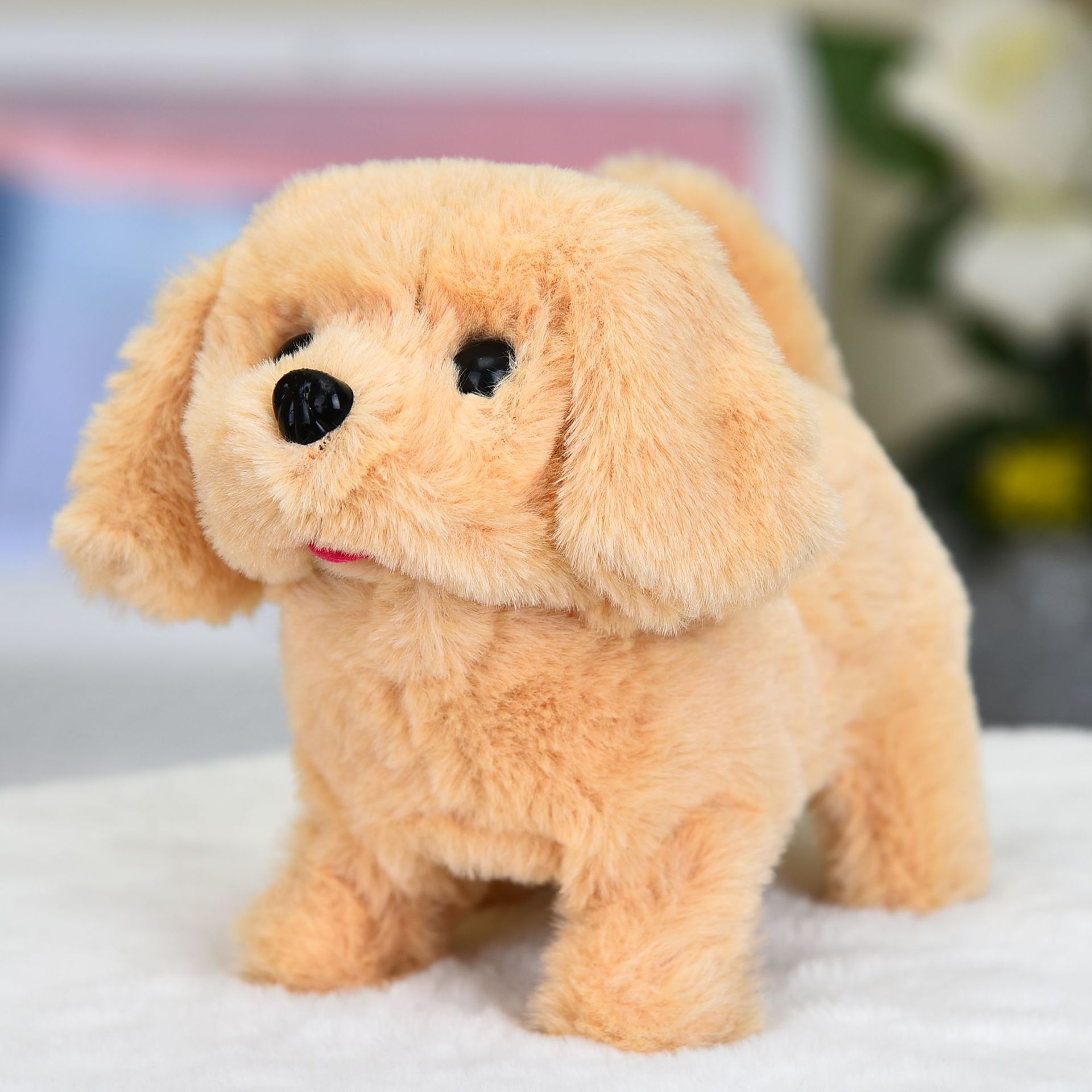 Perro eléctrico de felpa Simulación Perro mascota puede caminar Perro de peluche Niños Amazon Cross-border llamado perro de juguete
