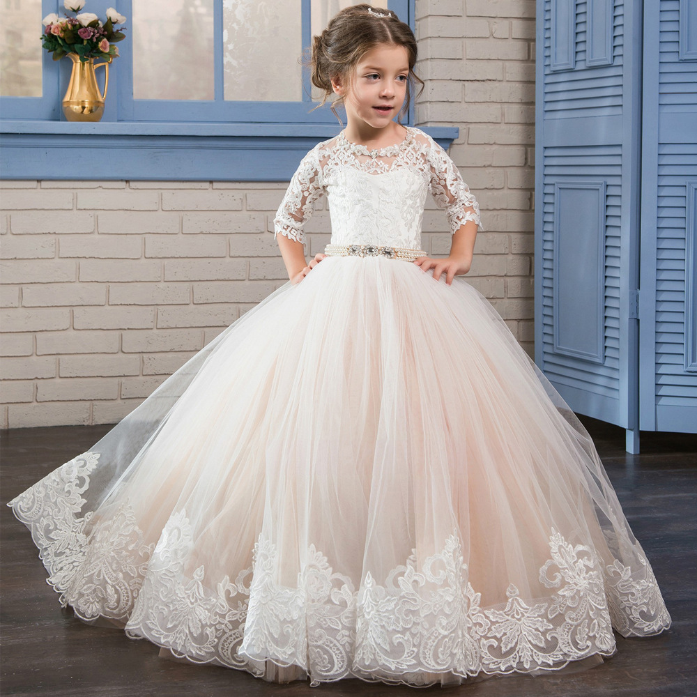 Mother & Kids Princess Dress For Girls Flower Girl Short Sleeve Piano Birthday Performance Tutu Skirt【Pre-sale | Ships In 15 Days】_voghion.com
