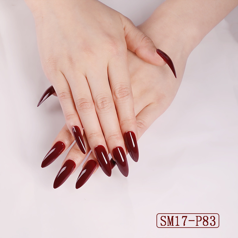 Long Pointed False Nails, Solid Color Manicure, Salon Nails, Almond-Shaped Nail Tips, Finger Wear Nails That Enhance Complexion Long Pointed False Nails, Solid Color Manicure, Salon Nails, Almond-Shaped Nail Tips, Finger Wear Nails That Enhance Complexion