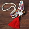 Necklace with tassels, turquoise pendant heart-shaped heart shaped, accessory, European style, boho style