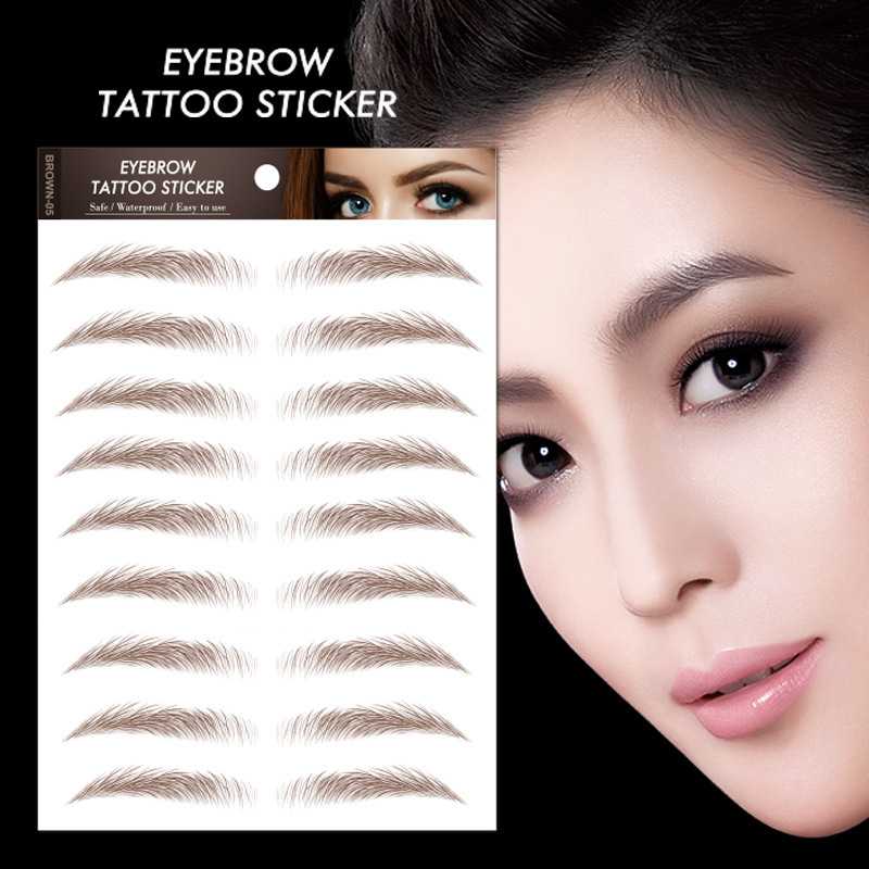 Factory Direct Sales Bionic Eyebrow Stickers Simulated Waterproof Eyebrow Stickers Black Brown Water Transfer Stickers Made with Pictures