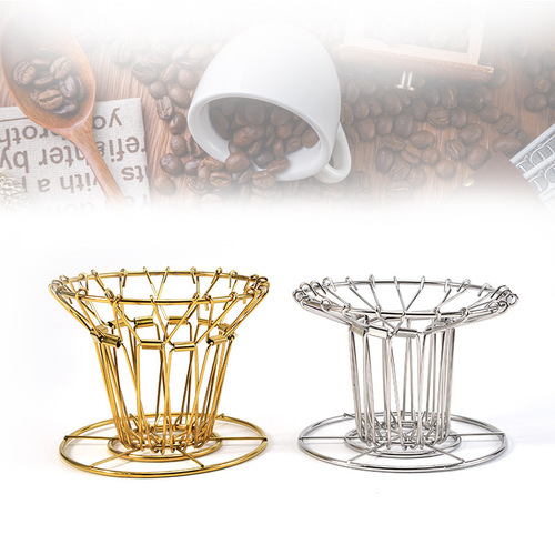 Hand-brewed coffee filter holder drip-type three-hole filter Portable folding cake-shaped filter holder retro metal