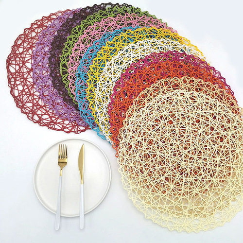Modern simple thin paper rope placemat round random woven dining table insulation pad paper rope decorative pad table mat coaster