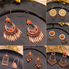 Beads, fashionable retro golden earrings, accessory with tassels, suitable for import, European style, wholesale