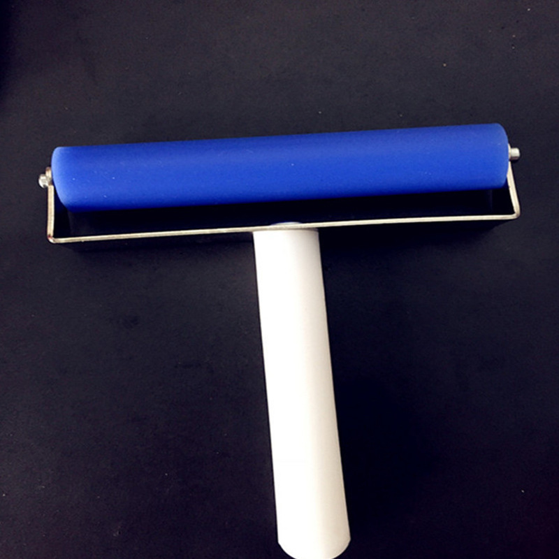 蓝色进口贴片滚轮 不锈钢推轮软硅胶手动滚筒 防静电手机贴膜工具