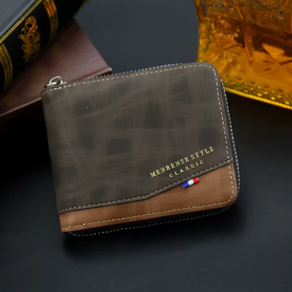 MenBense New Men's Wallet Fashion Casual Splicing Zipper Bag Coin Purse Men's Short Wallet Wallet