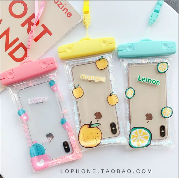 Water Splashing Festival Hot Spring Mobile Phone Waterproof Bag Transparent Swimming Drifting Waterproof Case Cartoon Cute Touch Universal LOGO