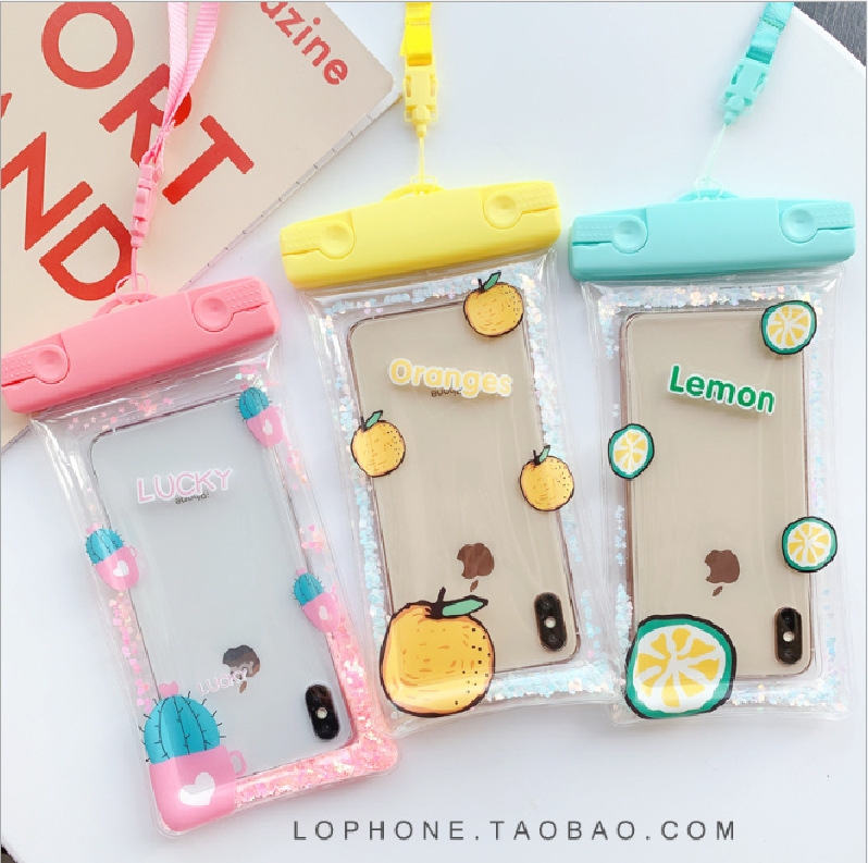 Water Splashing Festival Hot Spring Mobile Phone Waterproof Bag Transparent Swimming Drifting Waterproof Case Cartoon Cute Touch Universal LOGO