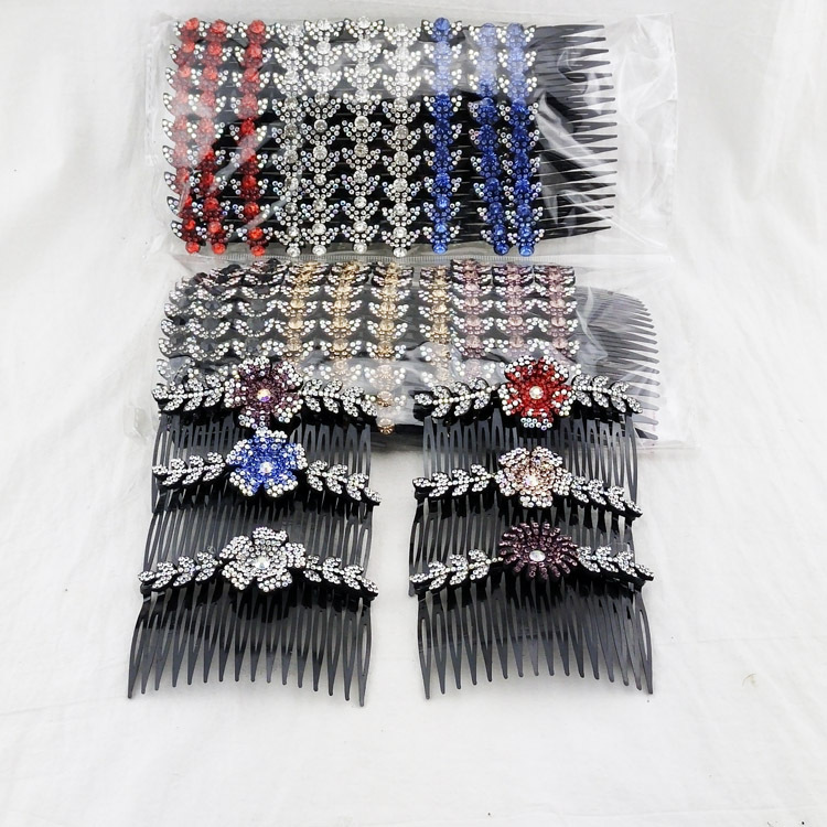 A3232 ancho completo diamante tenedor peine insertar peine accesorios para el cabello al por mayor Yiwu venta al por mayor 2 yuanes tienda de la venta caliente