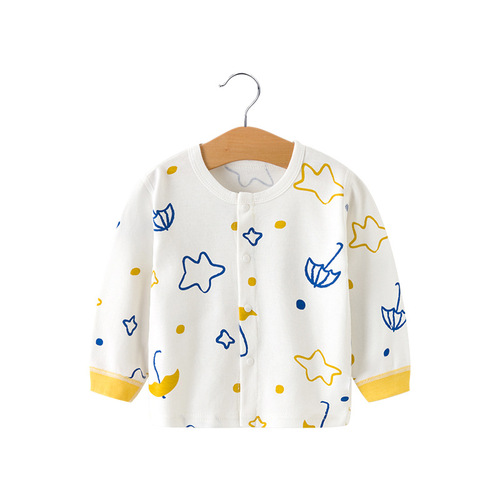 Baby Spring Clothing Pure Cotton Cardigan Baby T-shirt Toddler Base Shirt Long Sleeve Infant Autumn Clothes Spring and Autumn Wholesale