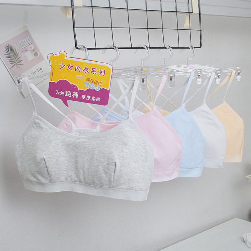 Factory direct sales girls' tube top cotton primary school student vest suspender development period no steel ring bra girl underwear brand