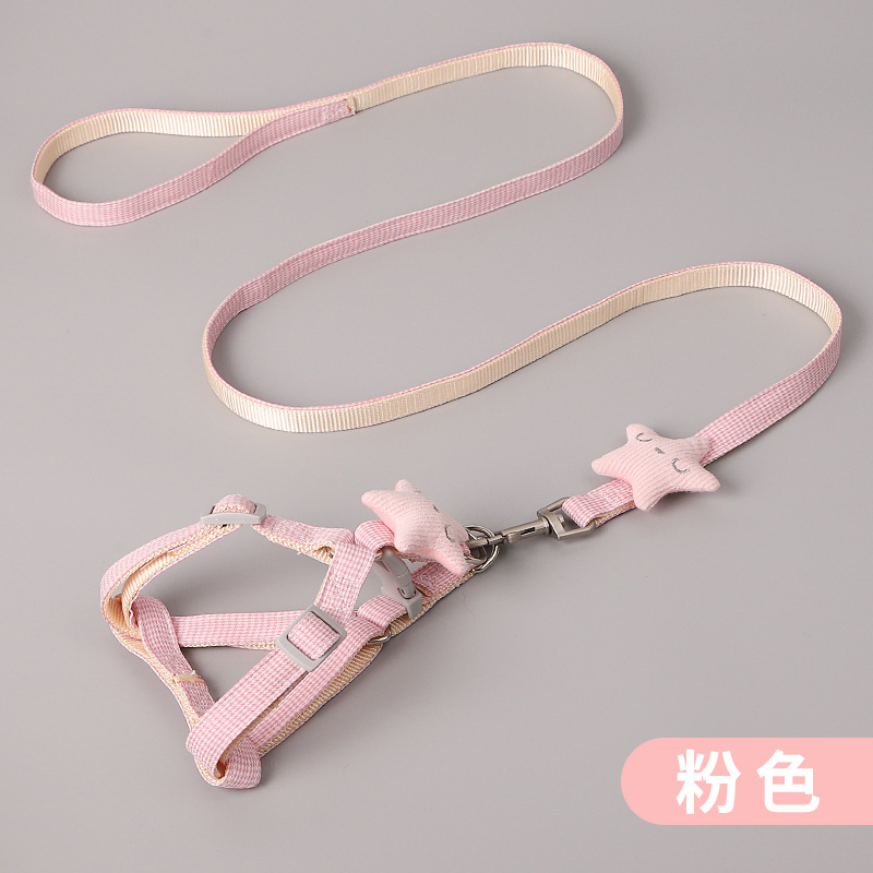 Sonriente estrella de mar pecho y espalda cuerda de perro houndstooth cuerda de tracción al por mayor mediano y pequeño perro Teddy fuera caminando Cadena de perro