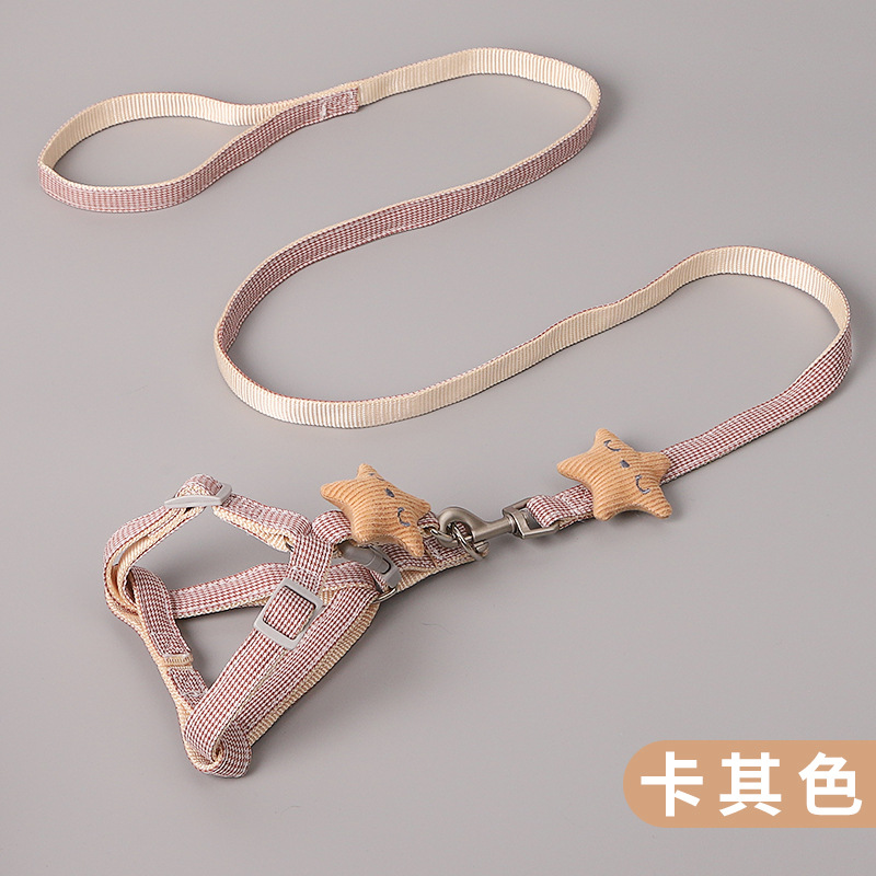 Sonriente estrella de mar pecho y espalda cuerda de perro houndstooth cuerda de tracción al por mayor mediano y pequeño perro Teddy fuera caminando Cadena de perro