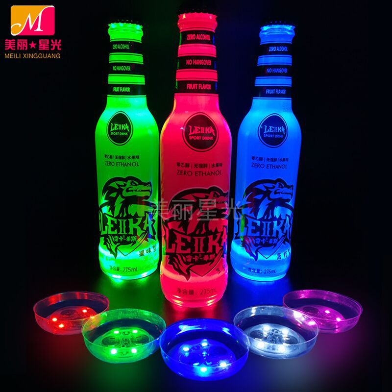 Pegatinas de copa led luminosa anti-caída al por mayor, suministros de atmósfera de barra, fondo de botella de vino, cubierta de taza de blíster, pegatinas de copa luminosa