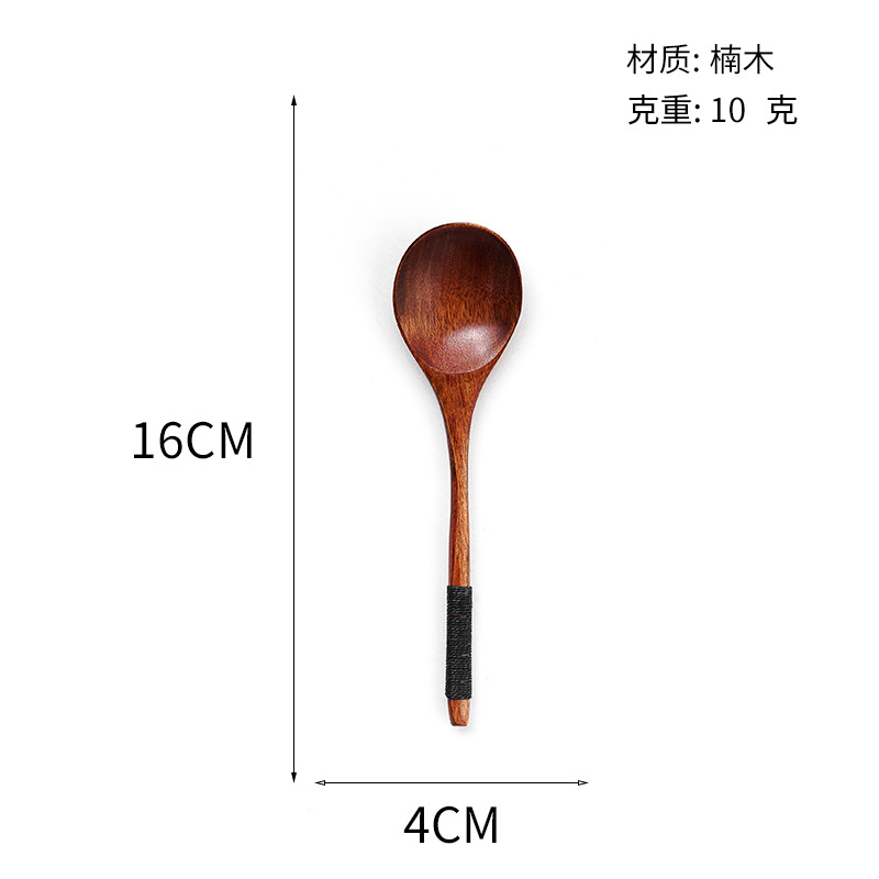 Cuchara de madera Nanmu Línea de amarre al estilo japonés Cuchara de madera pequeña Cuchara de sopa de madera de loto Cuchara de café para mezclar Cuchara de madera maciza Pedido al por mayor