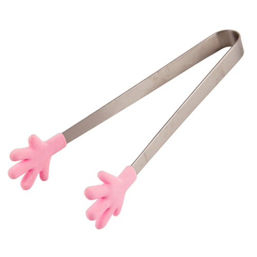Creative small silicone tongs ice tongs stainless steel food tongs mini food tongs snack dessert sugar cube tongs