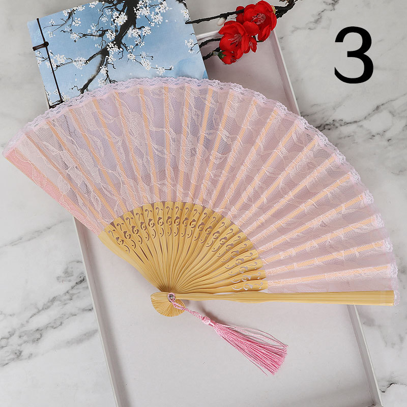 Ventilador plegable de estilo japonés ventilador de encaje hueco ventilador antiguo de estilo chino al por mayor VENTILADOR DE Cheongsam ventilador de pasarela de escenario ventilador de estilo europeo