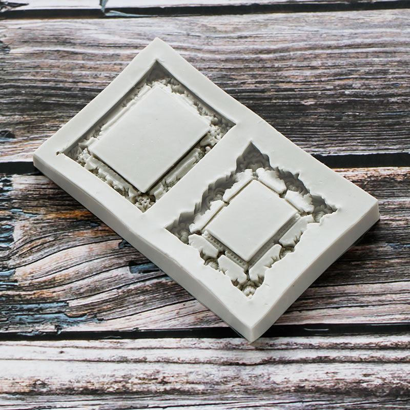 Fondant hueco en relieve frontera molde de silicona vintage marco frontera en relieve marco de fotos molde de silicona en stock lote