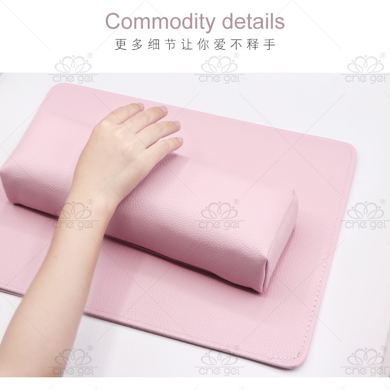 Cojín de mano de manicura transfronteriza almohadilla de mano traje fototerapia pegamento de aceite de uñas cuero de PU patrón de lichí rectangular almohadilla de herramientas lavable