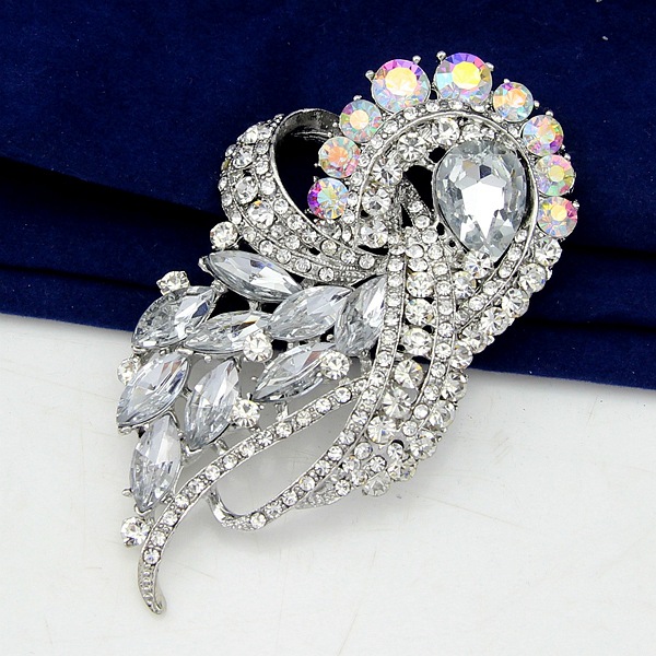 European color acrylic corsage rhinestone alloy brooch foreign trade New
