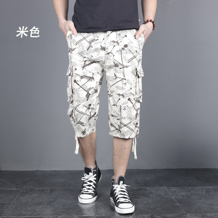 Verano hombres recortada trajes moda marca suelta más tamaño algodón recortada shorts hombres grasa color sólido recortada Pantalones