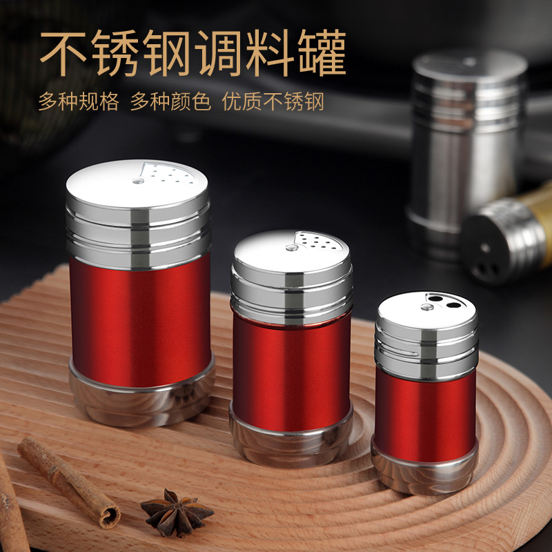 Tarro de condimentos de acero inoxidable, botella de condimentos para especias, tapa giratoria porosa, barril para palillos de dientes, herramienta para barbacoa, pimienta