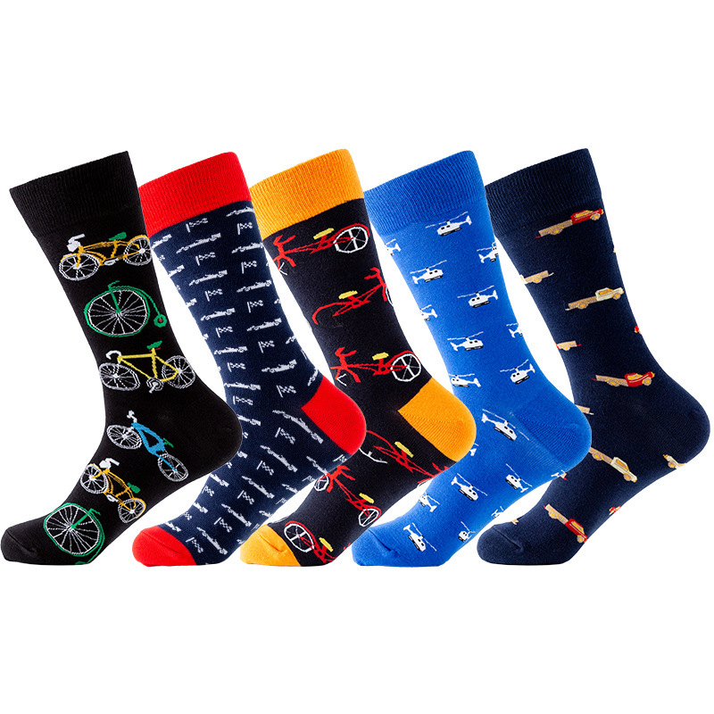 Spot 2020 New Men's Fashionable Socks Personalized Bicycle Pattern Cotton Socks Fashion Trendy Foreign Trade Men's Socks Spot 2020 New Men's Fashionable Socks Personalized Bicycle Pattern Cotton Socks Fashion Trendy Foreign Trade Men's Socks