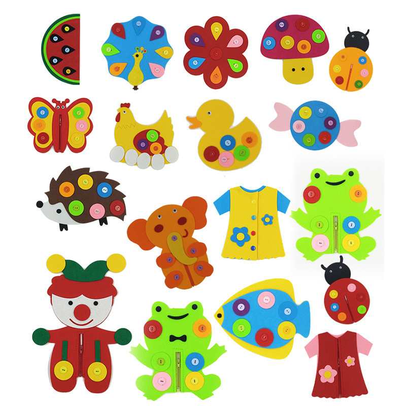 Kindergarten Large and Small Classes Homemade Materials Non-Woven Educational Toys DIY Handmade Zipper Buckle Button Toy Teaching Aids