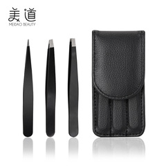 430 stainless steel eyebrow clip 1.5 thick black/pink eyebrow clip oblique straight mouth high precision leather set eyebrow trimming tool