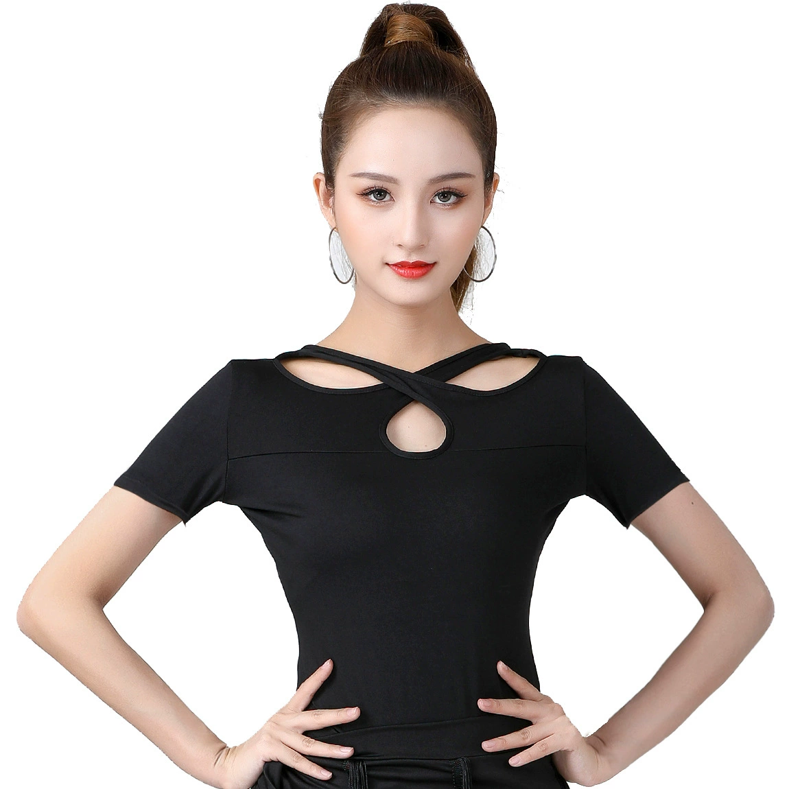 Латинский танец Танцевальная топ Modern Dance Training Power для женщин взрослых, сshort sleeve модели