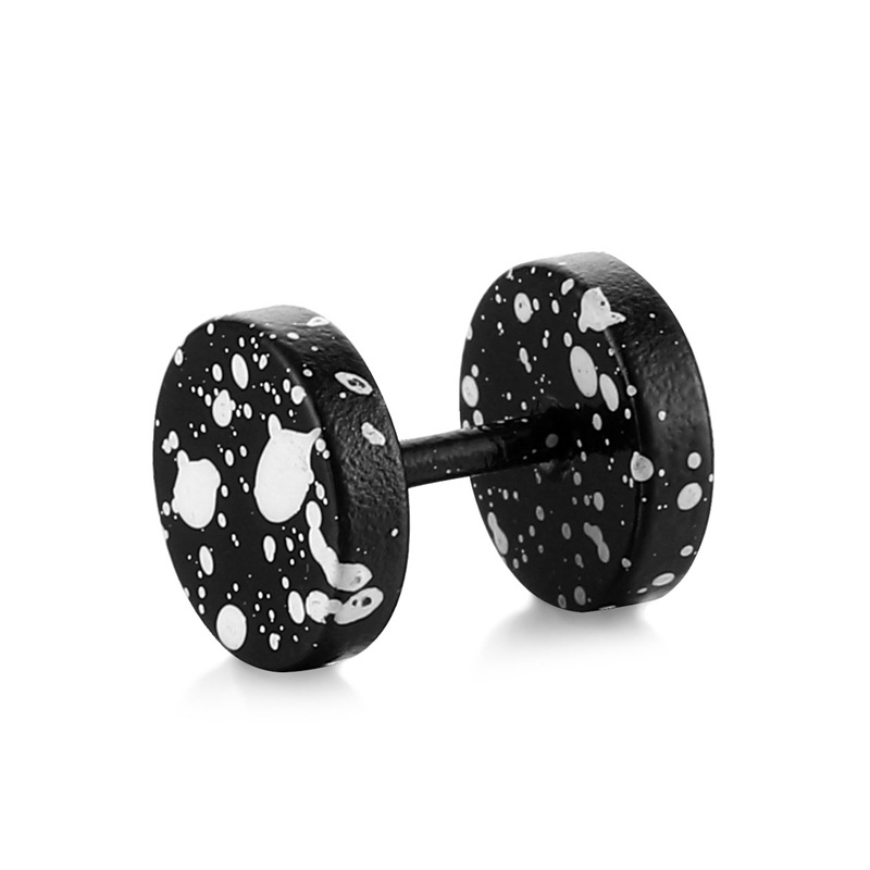 Pendientes hombre mancuerna acero inoxidable estilo coreano_voghion.com