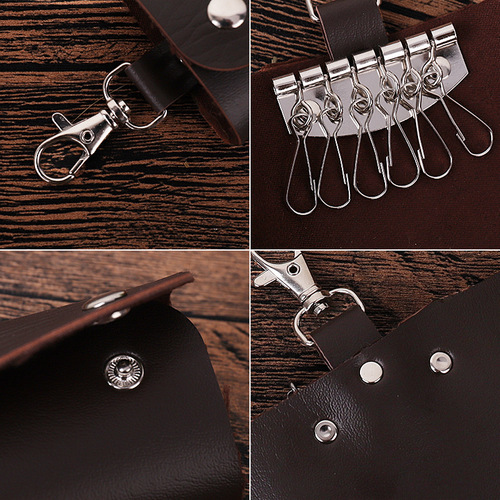 Factory Wholesale Household Key Purse Pure Color PU Leather Durable Key Purse for Rent Collection Promotion Gift