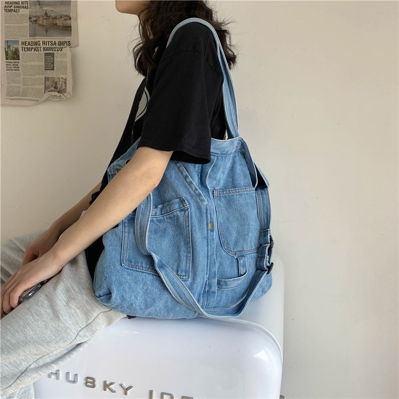 Denim shoulder bag