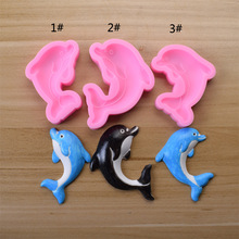 3款海豚鲸鱼蛋糕装饰硅胶模具 巧克力diy翻糖滴胶挂件钥匙扣工具