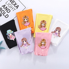 Summer children's pants, girls' modal leggings, children's elastic nine-point pants, girls' fungus-edged thin anti-mosquito pants