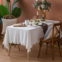 Mushroom edge embroidered tablecloth solid color washed cotton fabric modern minimalist dining room home dining table tablecloth coffee table cover