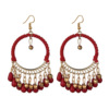 Ethnic woven retro earrings handmade with tassels, European style, ethnic style, boho style