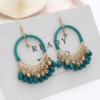 Ethnic woven retro earrings handmade with tassels, European style, ethnic style, boho style