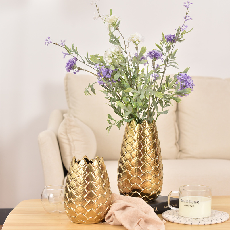 Jarrones nórdicos inspirados en Instagram.Decoración para el hogar de cerámica galvanizada.Adornos minimalistas para salón.