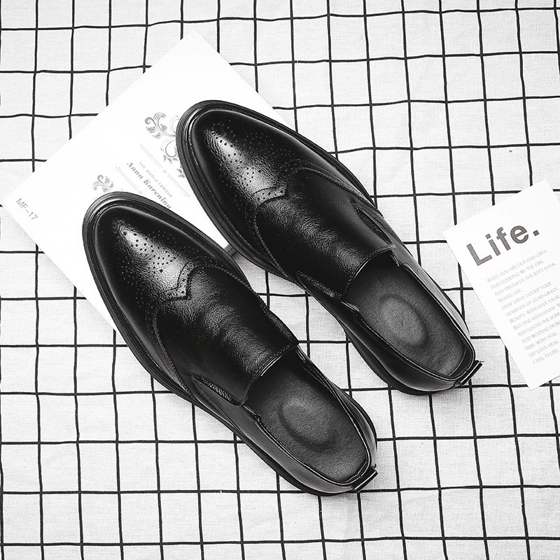 Мужские кожаные броги 2025 года, универсальные, из коровьей кожи, дышащие, с резьбой, в корейском стиле, модные, деловые.