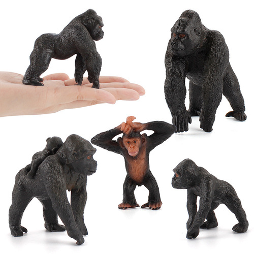 Simulation Wildlife Model Chimpanzee Baby Carrying Standing Orangutan Black Kong Zoo Gorilla Ornament Toy