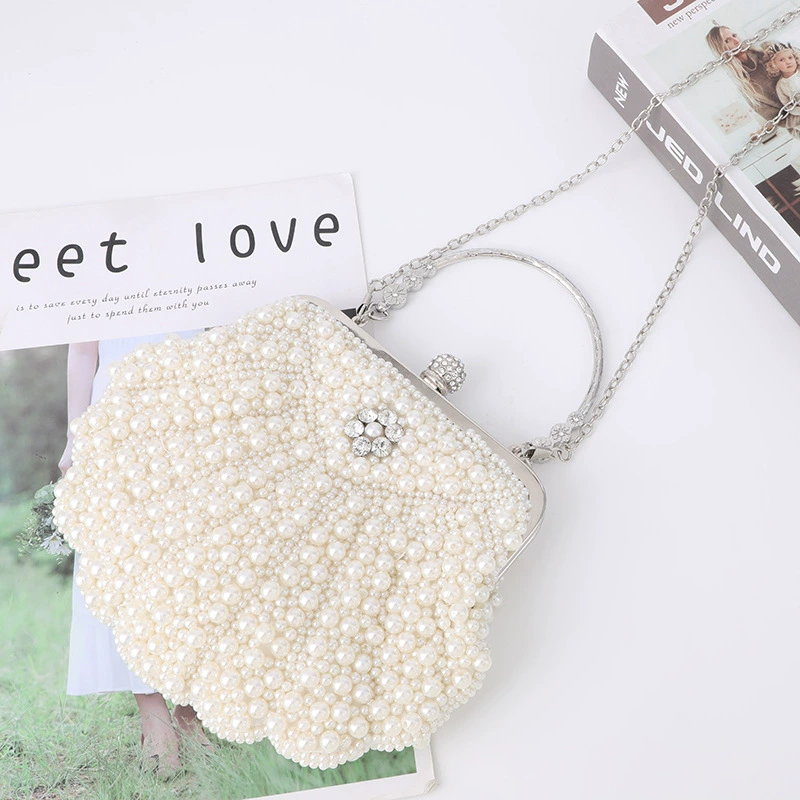 Shell Pearl Evening Clutch, Handheld Elegant Shell-Shaped Bag, Large Capacity