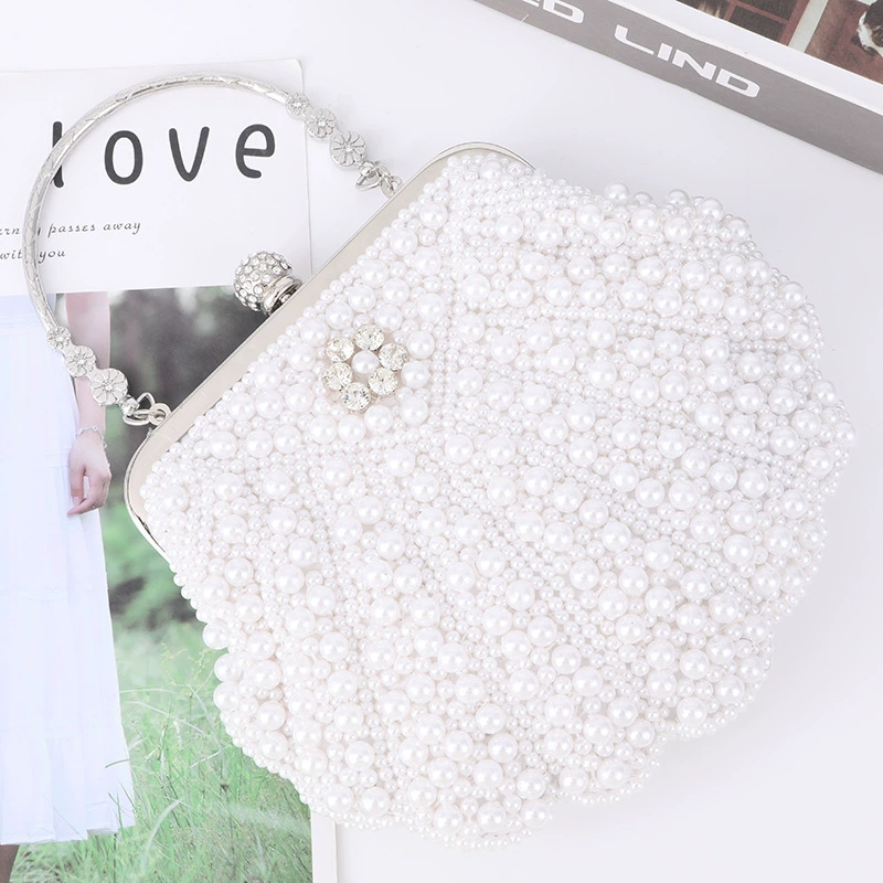 Shell Pearl Evening Clutch, Handheld Elegant Shell-Shaped Bag, Large Capacity