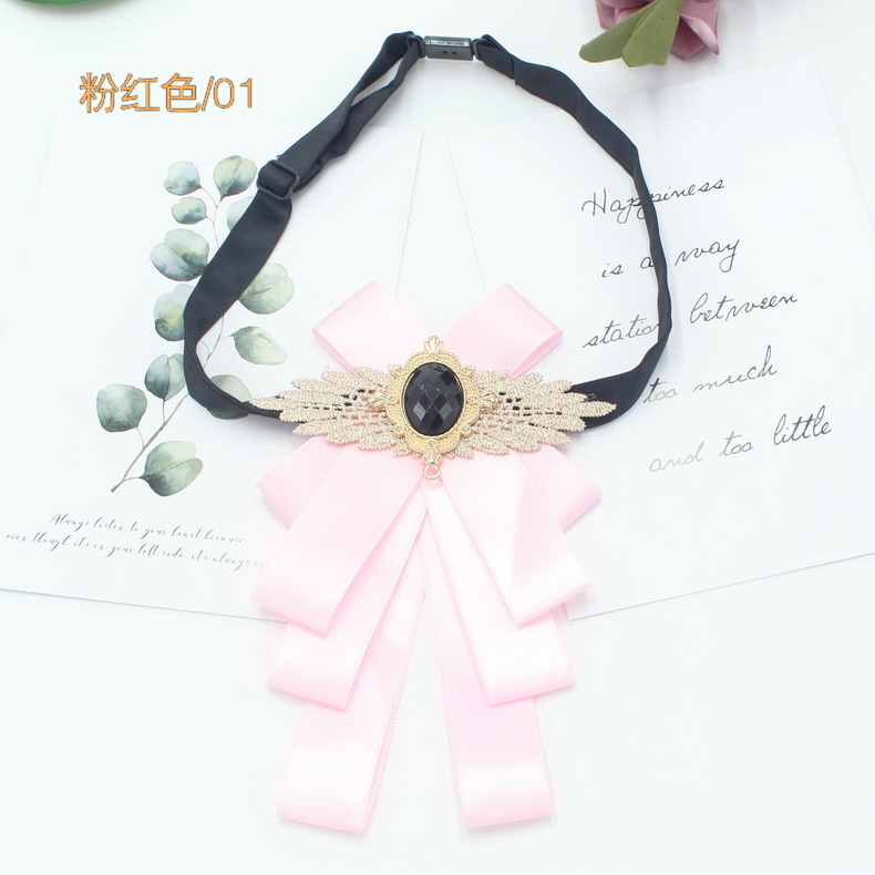 Pajarita jk diamantes de imitación corbata de seda negra corbata de lazo femenino cuello flor corbata broche ramillete pajarita negra uniforme