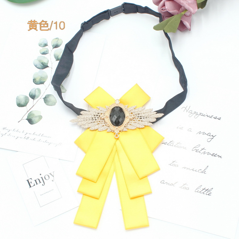 Pajarita jk diamantes de imitación corbata de seda negra corbata de lazo femenino cuello flor corbata broche ramillete pajarita negra uniforme